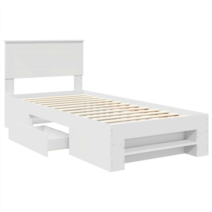 Cadru de pat cu headboard Alb 90 x 200 cm Lemn compozit - WALTI WALTI