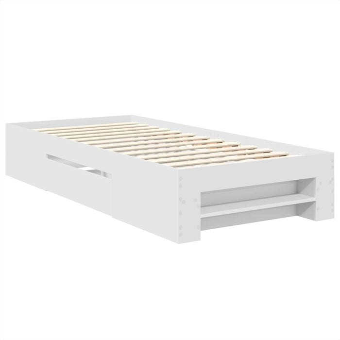 Cadru de pat cu headboard Alb 90 x 200 cm Lemn compozit - WALTI WALTI