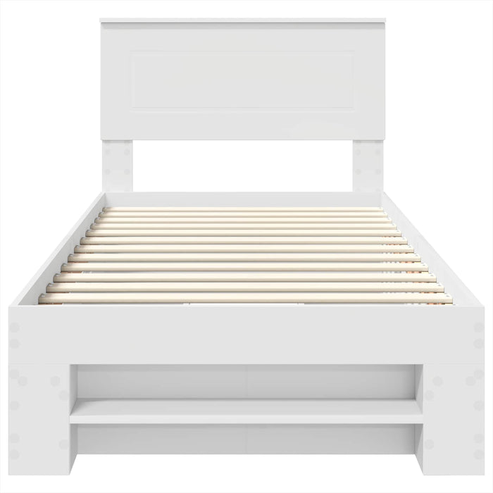 Cadru de pat cu headboard Alb 90 x 200 cm Lemn compozit - WALTI WALTI