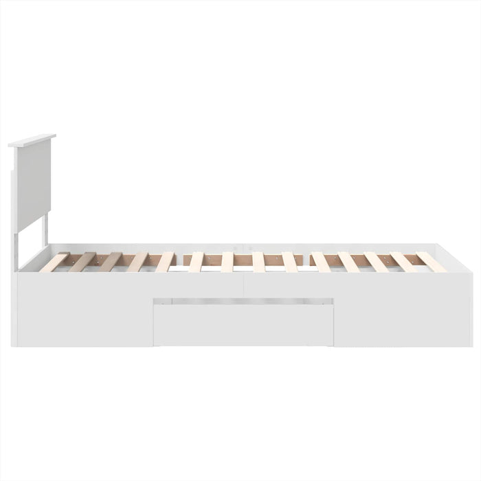 Cadru de pat cu headboard Alb 90 x 200 cm Lemn compozit - WALTI WALTI