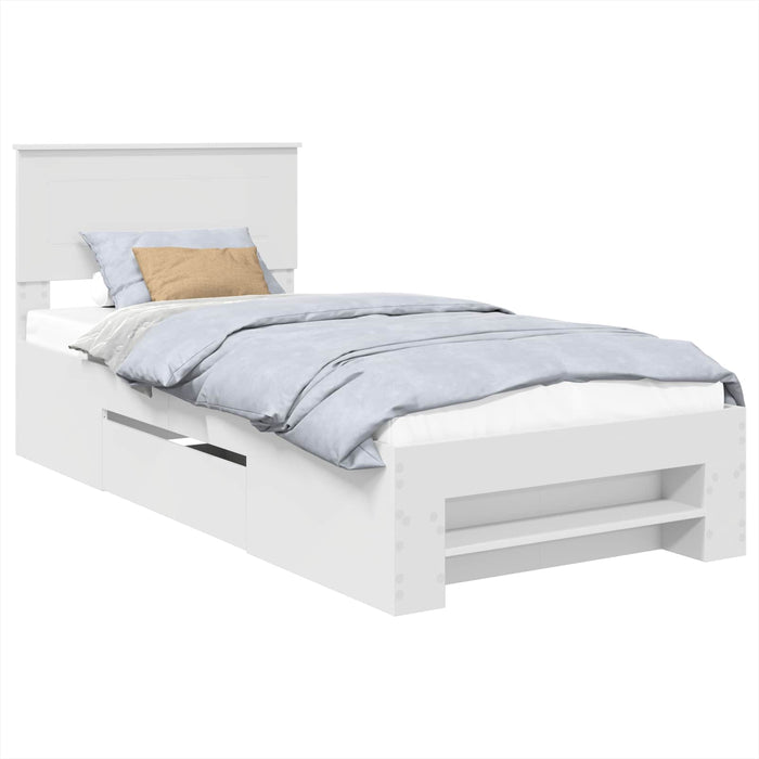 Cadru de pat cu headboard Alb 80 x 200 cm Lemn compozit - WALTI WALTI