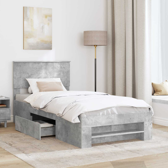 Cadru de pat Gri din beton 80 x 200 cm Lemn compozit - WALTI WALTI