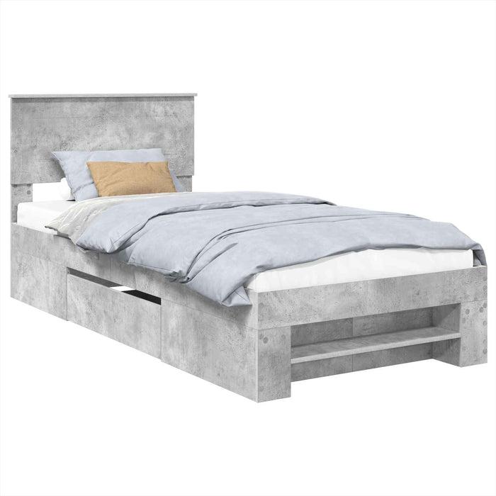 Cadru de pat Gri din beton 80 x 200 cm Lemn compozit - WALTI WALTI
