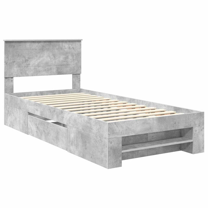 Cadru de pat Gri din beton 80 x 200 cm Lemn compozit - WALTI WALTI
