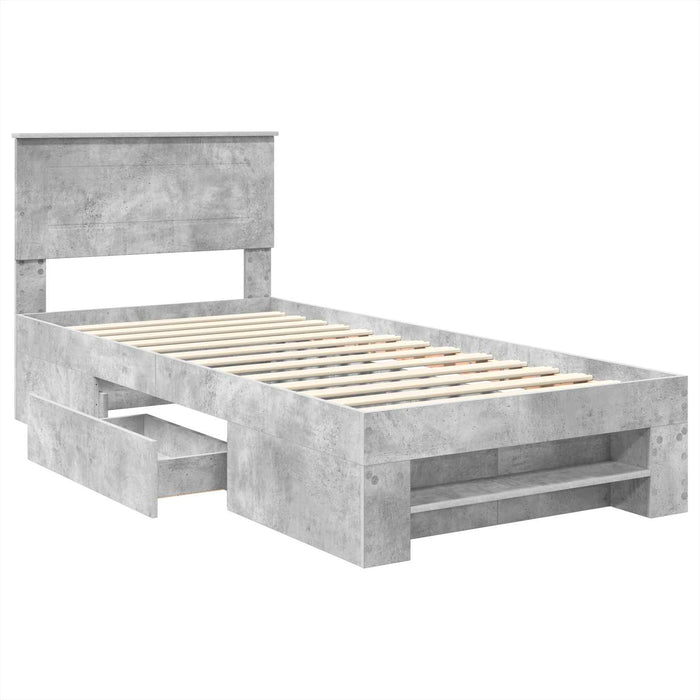 Cadru de pat Gri din beton 80 x 200 cm Lemn compozit - WALTI WALTI