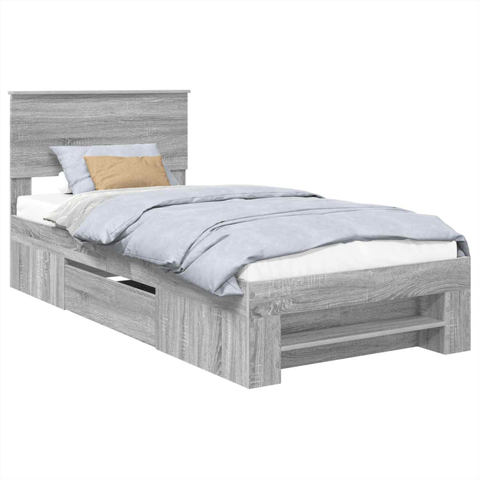 Cadru de pat cu headboard Gri Sonoma 80 x 200 cm Lemn compozit - WALTI WALTI