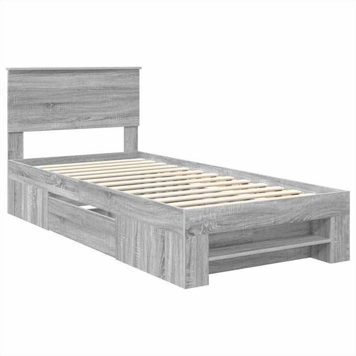 Cadru de pat cu headboard Gri Sonoma 80 x 200 cm Lemn compozit - WALTI WALTI