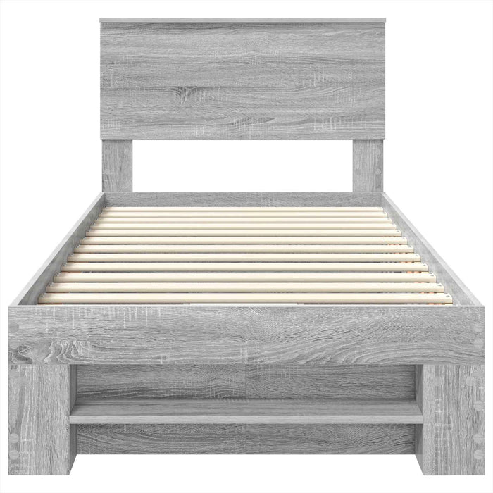 Cadru de pat cu headboard Gri Sonoma 80 x 200 cm Lemn compozit - WALTI WALTI