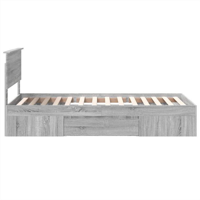 Cadru de pat cu headboard Gri Sonoma 80 x 200 cm Lemn compozit - WALTI WALTI