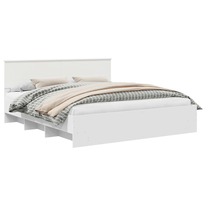 Cadru de pat cu headboard Alb 200 x 200 cm Lemn compozit - WALTI WALTI