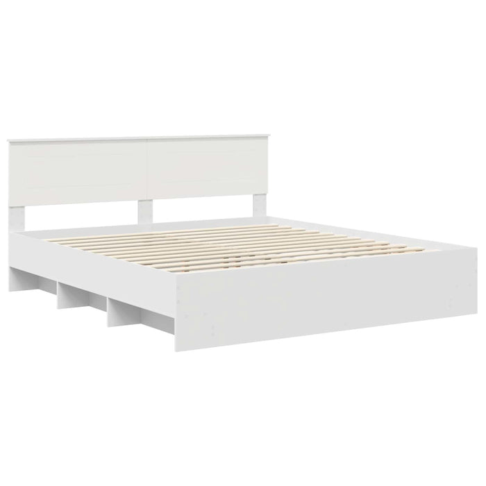 Cadru de pat cu headboard Alb 200 x 200 cm Lemn compozit - WALTI WALTI