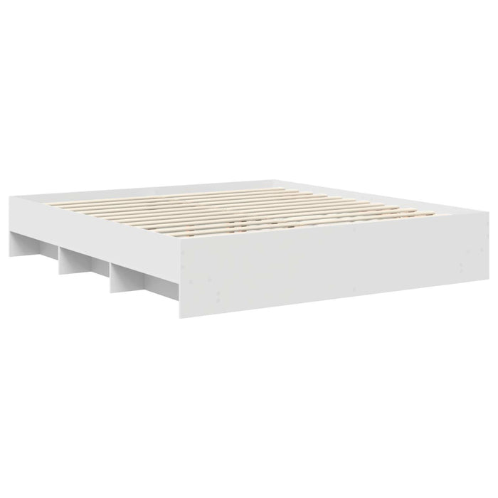 Cadru de pat cu headboard Alb 200 x 200 cm Lemn compozit - WALTI WALTI