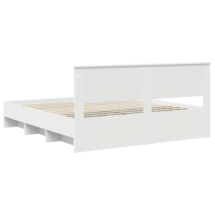 Cadru de pat cu headboard Alb 200 x 200 cm Lemn compozit - WALTI WALTI