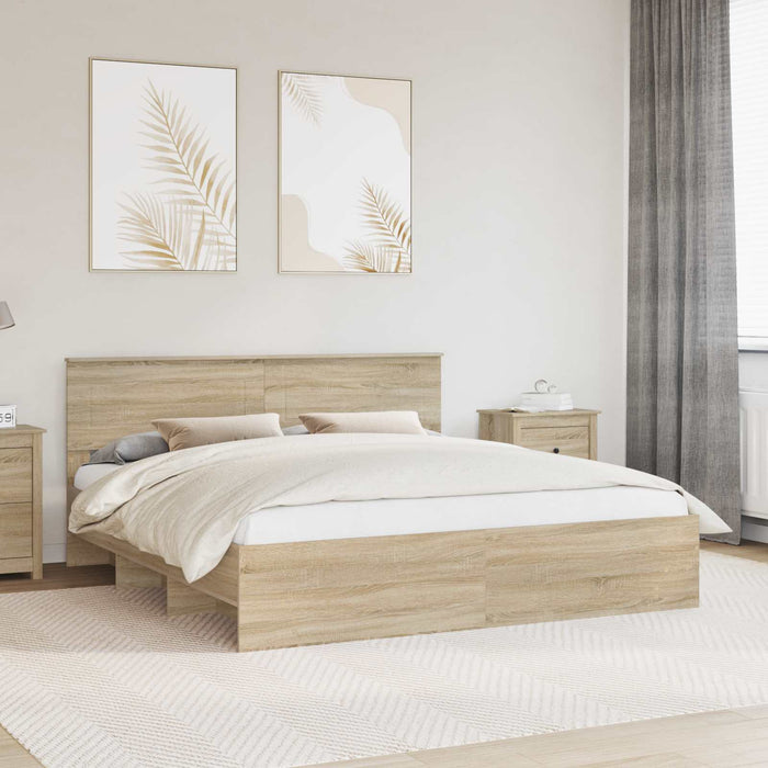 Cadru de pat Stejar Sonoma 200 x 200 cm Lemn compozit - WALTI WALTI