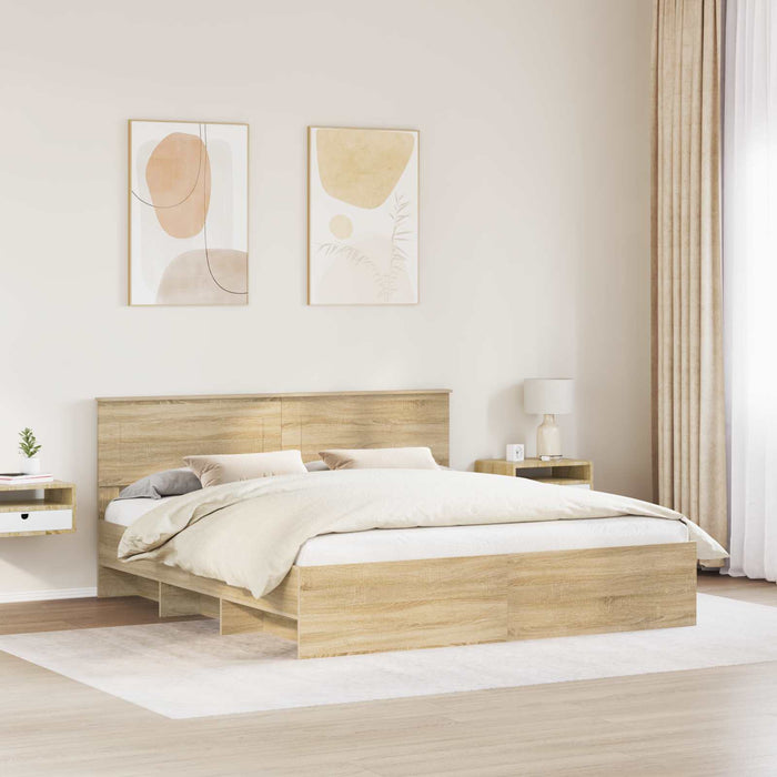 Cadru de pat Stejar Sonoma 200 x 200 cm Lemn compozit - WALTI WALTI