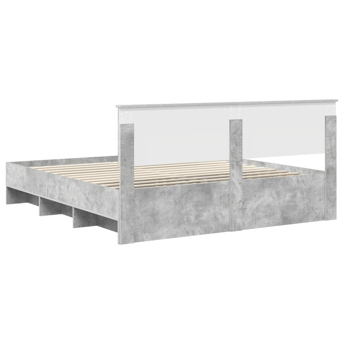 Cadru de pat Gri din beton 200 x 200 cm Lemn compozit - WALTI WALTI