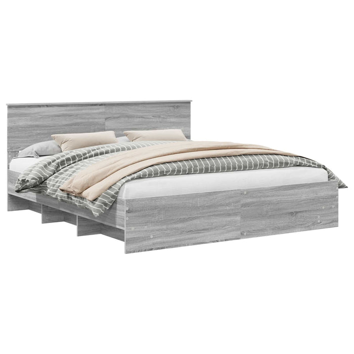 Cadru de pat cu headboard Gri Sonoma 200 x 200 cm Lemn compozit - WALTI WALTI
