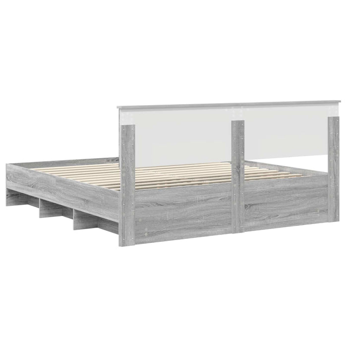 Cadru de pat cu headboard Gri Sonoma 200 x 200 cm Lemn compozit - WALTI WALTI