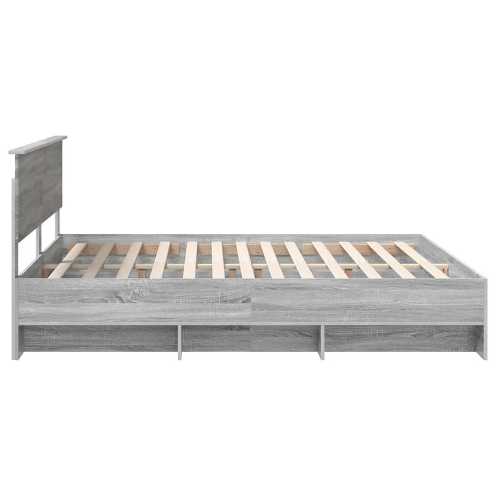 Cadru de pat cu headboard Gri Sonoma 200 x 200 cm Lemn compozit - WALTI WALTI