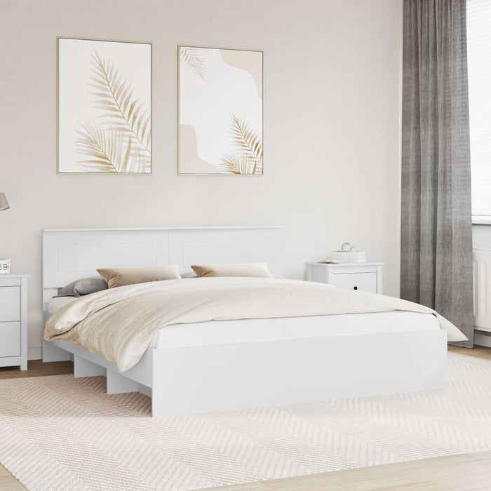 Cadru de pat cu headboard Alb 180 x 200 cm Lemn compozit - WALTI WALTI