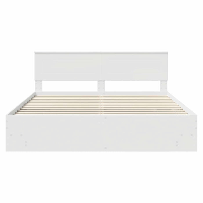Cadru de pat cu headboard Alb 180 x 200 cm Lemn compozit - WALTI WALTI