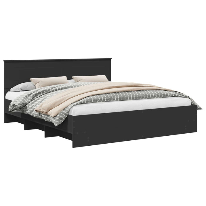 Cadru de pat cu headboard Negru 180 x 200 cm Lemn compozit - WALTI WALTI