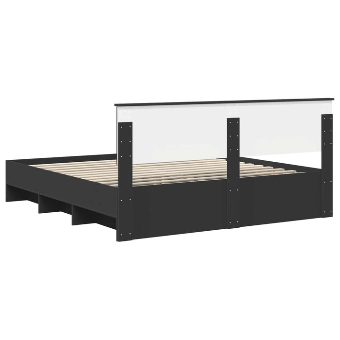 Cadru de pat cu headboard Negru 180 x 200 cm Lemn compozit - WALTI WALTI