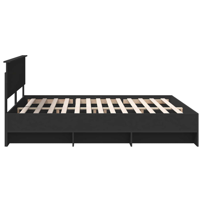 Cadru de pat cu headboard Negru 180 x 200 cm Lemn compozit - WALTI WALTI