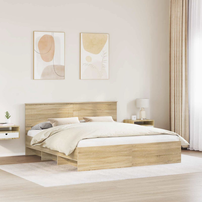 Cadru de pat Stejar Sonoma 180 x 200 cm Lemn compozit - WALTI WALTI