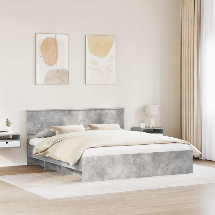 Cadru de pat Gri din beton 180 x 200 cm Lemn compozit - WALTI WALTI
