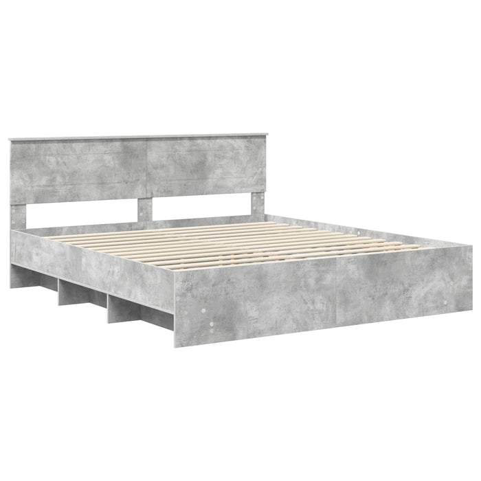 Cadru de pat Gri din beton 180 x 200 cm Lemn compozit - WALTI WALTI