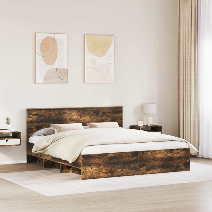 Cadru de pat Stejar fumuriu 180 x 200 cm Lemn compozit - WALTI WALTI