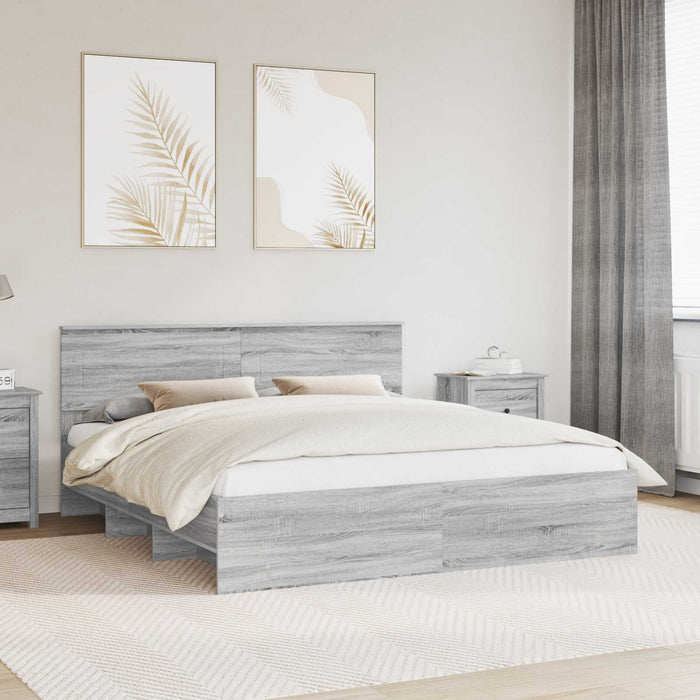 Cadru de pat cu headboard Gri Sonoma 180 x 200 cm Lemn compozit - WALTI WALTI