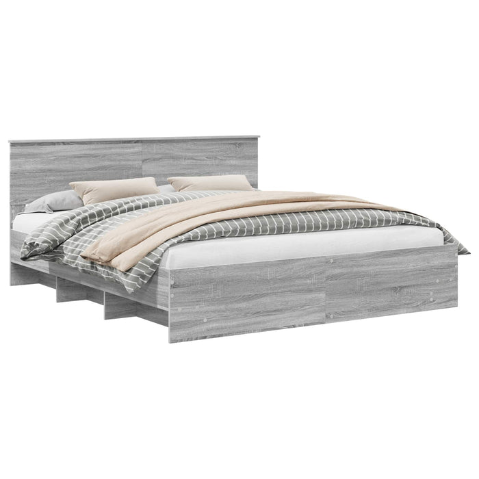 Cadru de pat cu headboard Gri Sonoma 180 x 200 cm Lemn compozit - WALTI WALTI