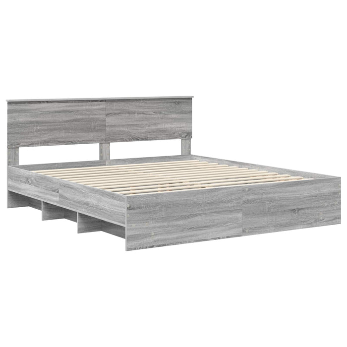 Cadru de pat cu headboard Gri Sonoma 180 x 200 cm Lemn compozit - WALTI WALTI