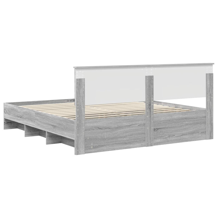 Cadru de pat cu headboard Gri Sonoma 180 x 200 cm Lemn compozit - WALTI WALTI