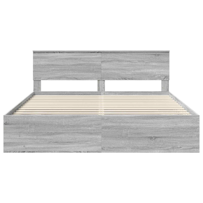 Cadru de pat cu headboard Gri Sonoma 180 x 200 cm Lemn compozit - WALTI WALTI