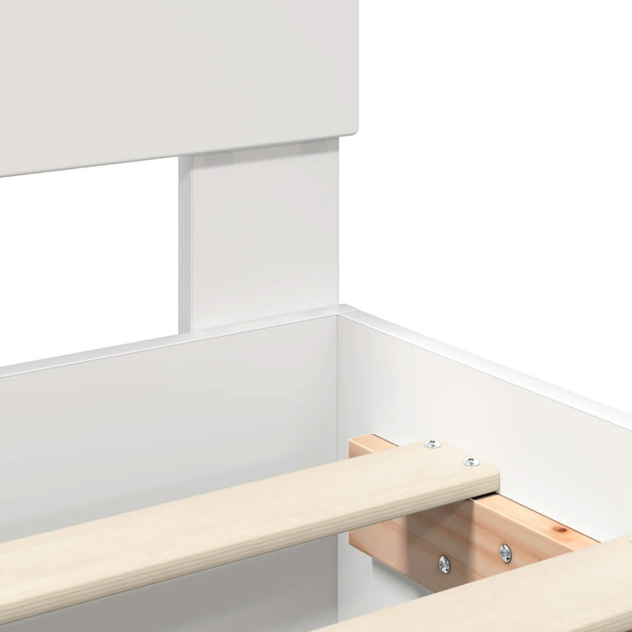 Cadru de pat cu headboard Alb 160 x 200 cm Lemn compozit - WALTI WALTI