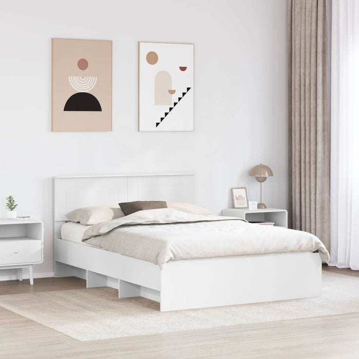 Cadru de pat cu headboard Alb 160 x 200 cm Lemn compozit - WALTI WALTI