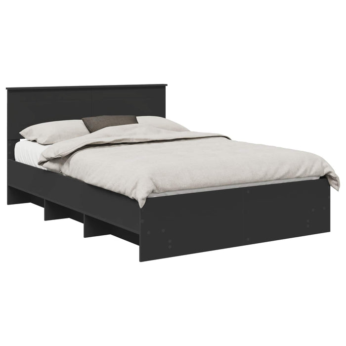 Cadru de pat cu headboard Negru 160 x 200 cm Lemn compozit - WALTI WALTI