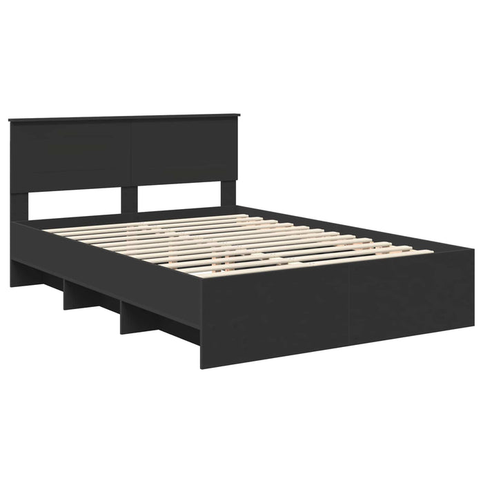 Cadru de pat cu headboard Negru 160 x 200 cm Lemn compozit - WALTI WALTI