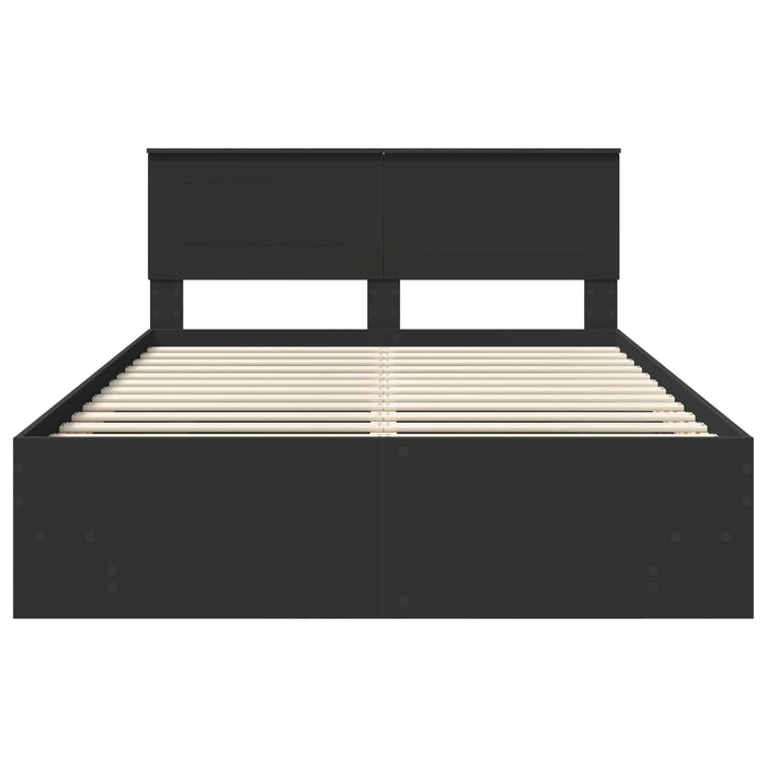 Cadru de pat cu headboard Negru 160 x 200 cm Lemn compozit - WALTI WALTI