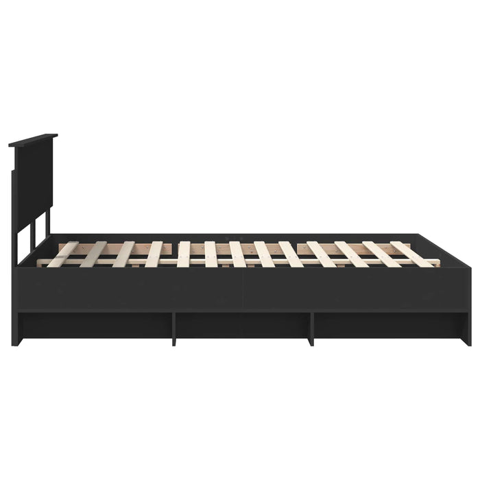 Cadru de pat cu headboard Negru 160 x 200 cm Lemn compozit - WALTI WALTI