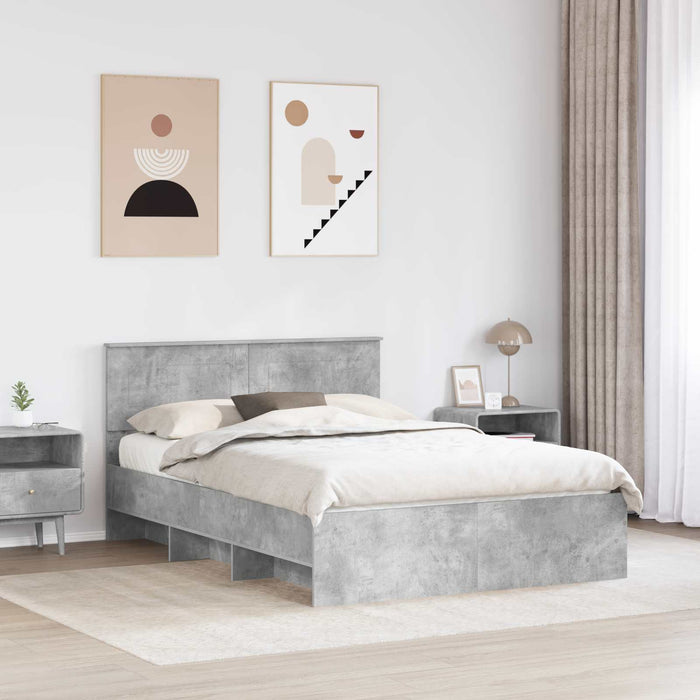Cadru de pat Gri din beton 150 x 200 cm Lemn compozit - WALTI WALTI