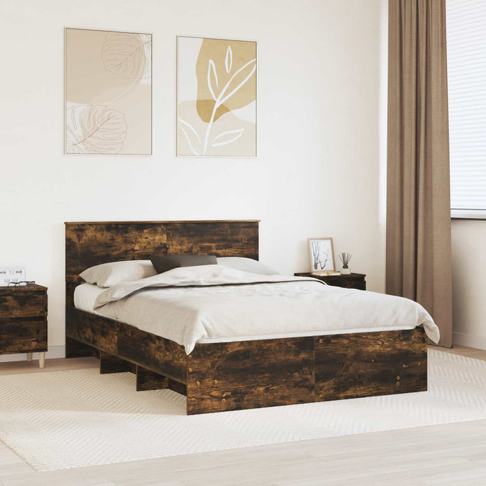 Cadru de pat Stejar fumuriu 150 x 200 cm Lemn compozit - WALTI WALTI