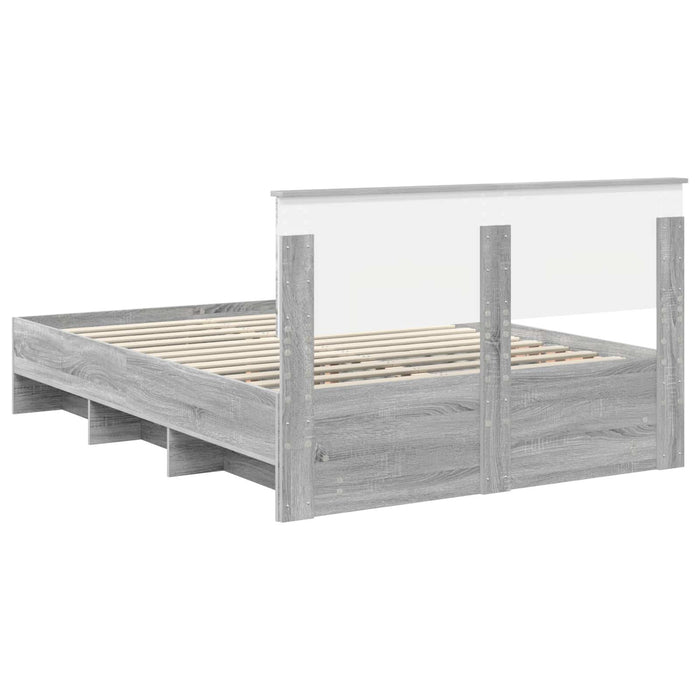 Cadru de pat cu headboard Gri Sonoma 150 x 200 cm Lemn compozit - WALTI WALTI