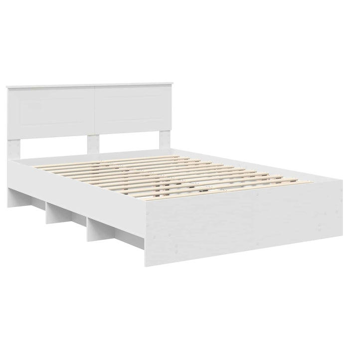 Cadru de pat cu headboard Alb 140 x 200 cm Lemn compozit - WALTI WALTI