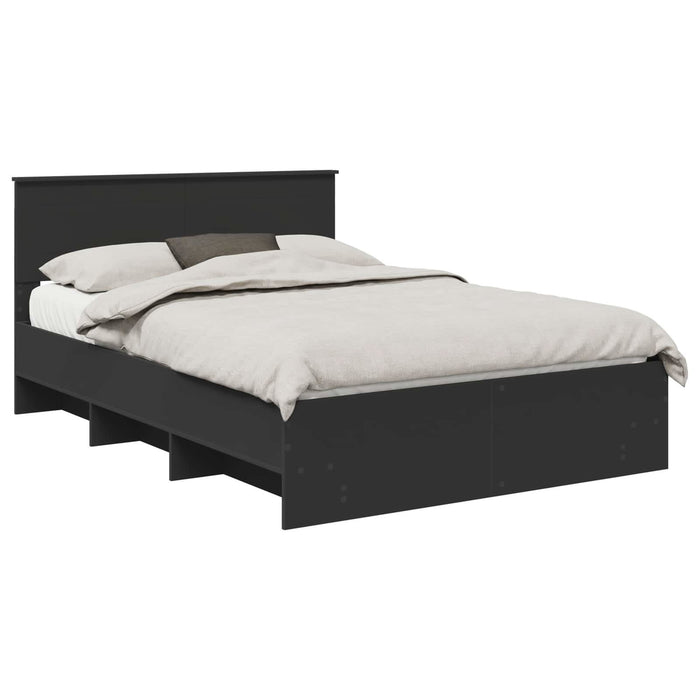 Cadru de pat cu headboard Negru 140 x 200 cm Lemn compozit - WALTI WALTI