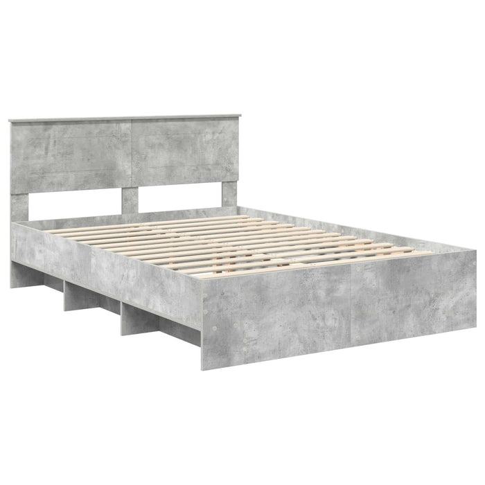 Cadru de pat Gri din beton 140 x 200 cm Lemn compozit - WALTI WALTI