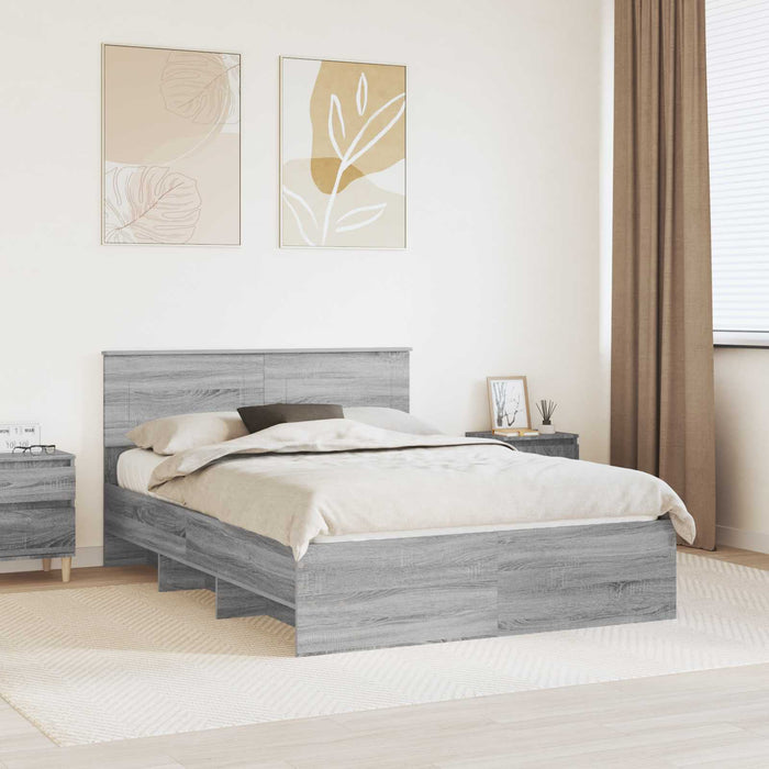 Cadru de pat cu headboard Gri Sonoma 140 x 200 cm Lemn compozit - WALTI WALTI